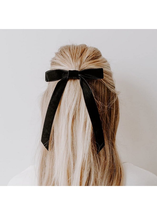 Aileam - 2Pcs Black Velvet Bows Girls Hair Clip Ribbon Accessories For Baby Toddlers Teens Kids - Image 1