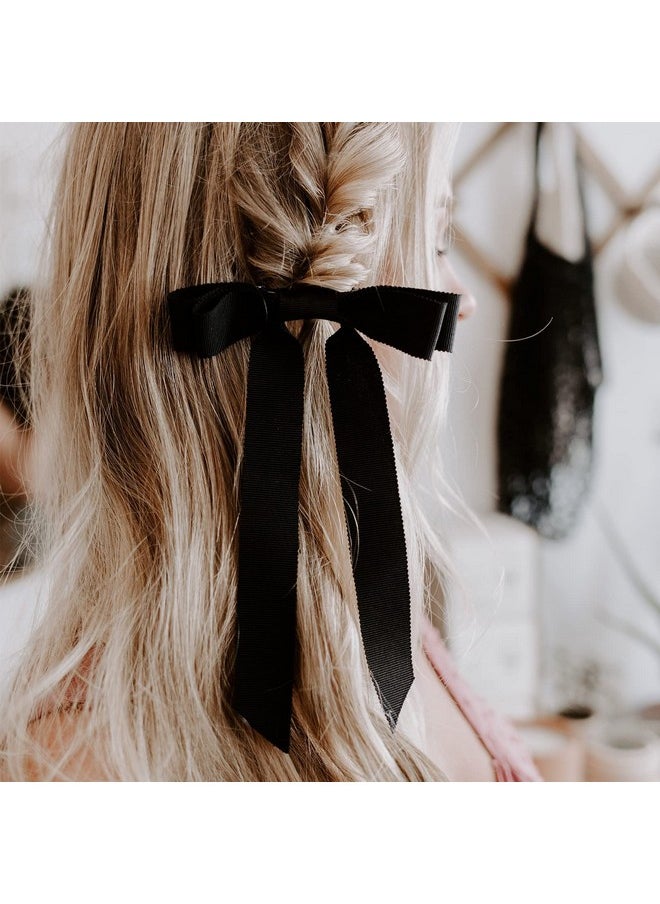 Aileam - 2Pcs Black Velvet Bows Girls Hair Clip Ribbon Accessories For Baby Toddlers Teens Kids - Image 1