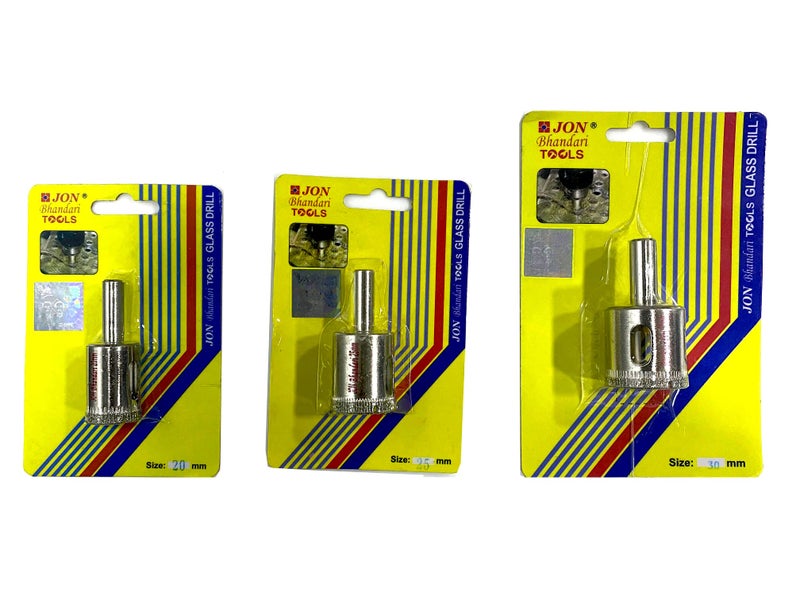 Jon Bhandari Tools Diamond Drill Bit Set for Glass – Precision Hole Saw for Glass, Tiles & Ceramics – Electroplated Diamond Coating – Fits All Drilling Machines (20mm, 25mm & 30mm) - Image 3