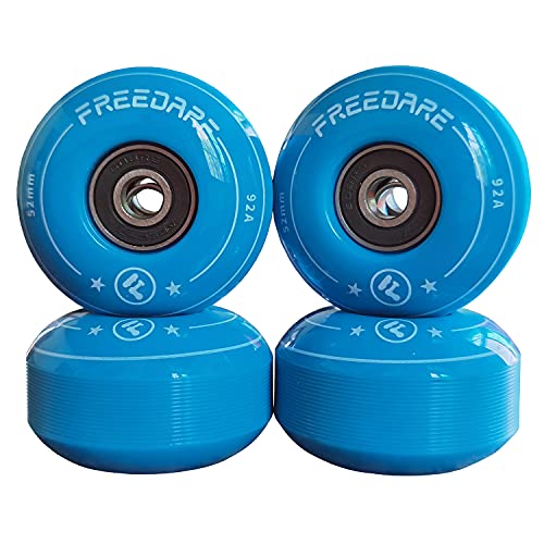 FREEDARE Skateboard Wheels 52mm and Bearings, Spacers Installed 92A Wheels(Blue,Pack of 4) - Image 1