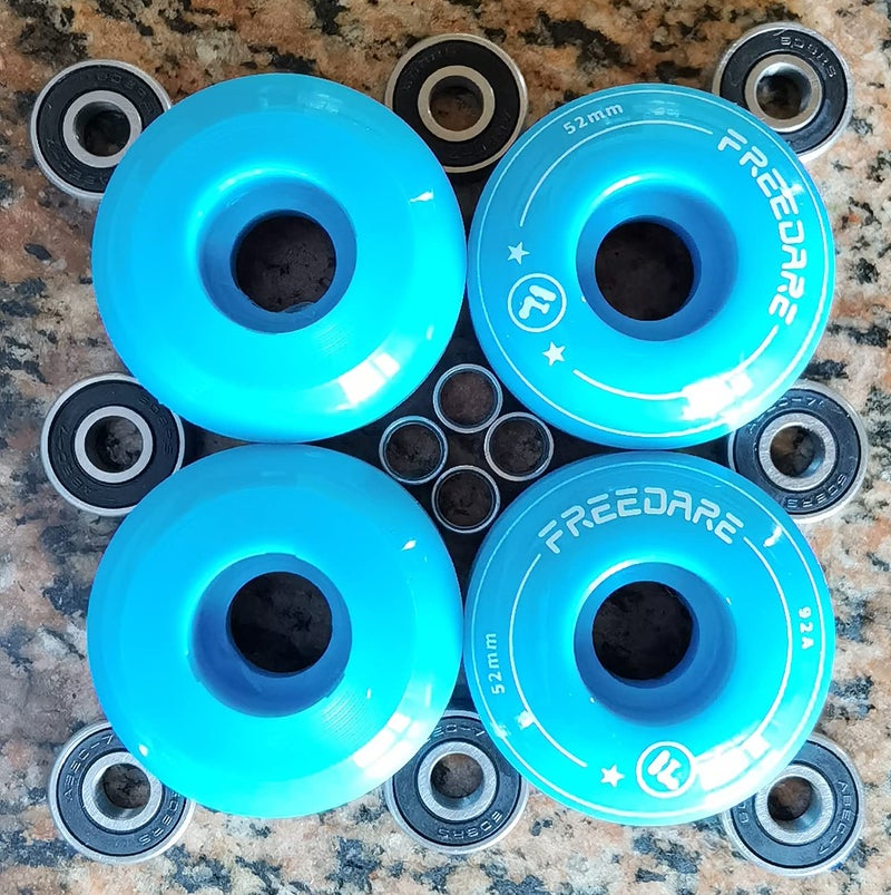 FREEDARE Skateboard Wheels 52mm and Bearings, Spacers Installed 92A Wheels(Blue,Pack of 4) - Image 3