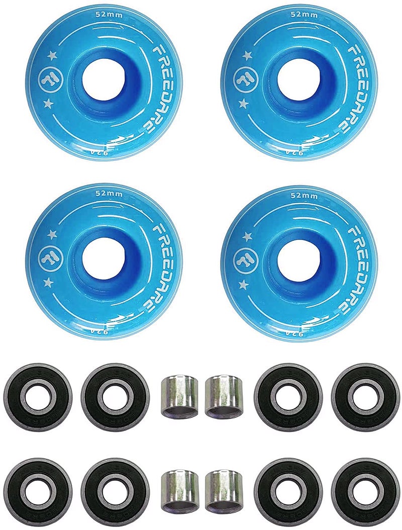 FREEDARE Skateboard Wheels 52mm and Bearings, Spacers Installed 92A Wheels(Blue,Pack of 4) - Image 2