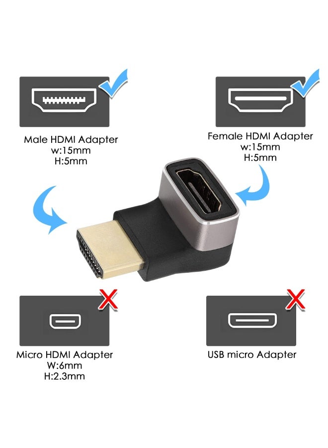 KASTWAVE 2 Pack HDMI 2.1 Down 90 Degree Male to Female Adapter, 8K 270 Degree Angle HDMI, Support 8K@60Hz/4K@120Hz HDR, Suitable for HDTV Switch Laptop PS4 PS5 Xbox TV Projector - Image 1