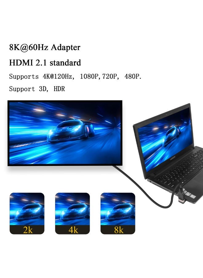 KASTWAVE 2 Pack HDMI 2.1 Down 90 Degree Male to Female Adapter, 8K 270 Degree Angle HDMI, Support 8K@60Hz/4K@120Hz HDR, Suitable for HDTV Switch Laptop PS4 PS5 Xbox TV Projector - Image 2