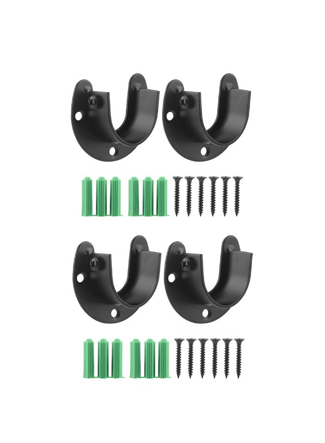 4pcs Closet Rod Bracket Stainless Steel Heavy Duty Closet Pole Socket Curtain Rod Holder U Shaped Easy Install Closet Rod End Supports with Screws 25mm - Image 1