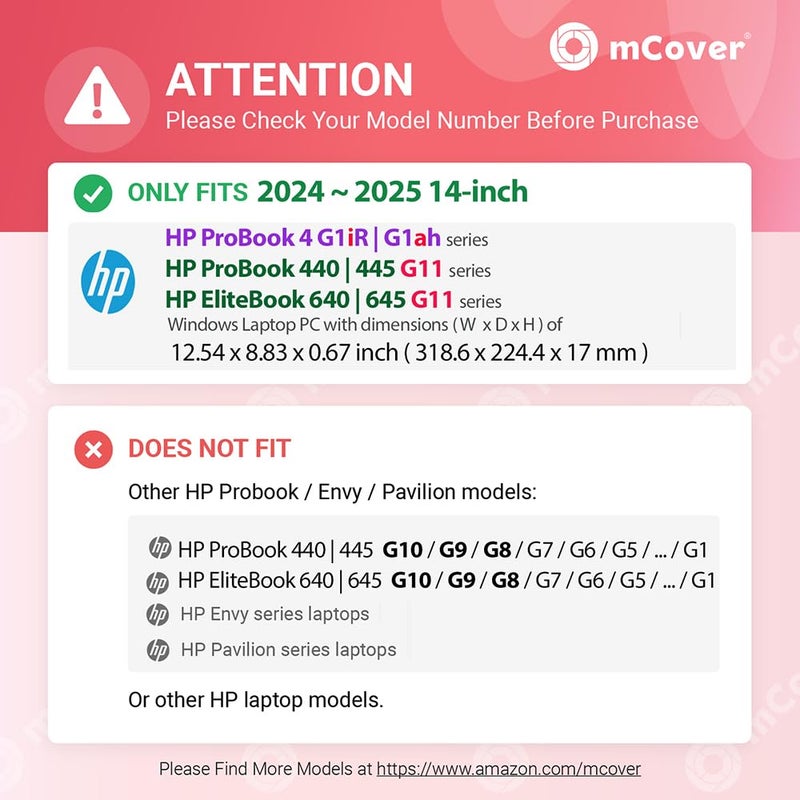 mCover Case ONLY Compatible for 2024 ï½ž 2025 14-inch HP ProBook 4 G1iR | G1ah Series, ProBook 440/445 G11 and EliteBook 640 | 645 G11 Series Windows Notebook PC (NOT Fitting Other HP Models)- Clear - Image 3