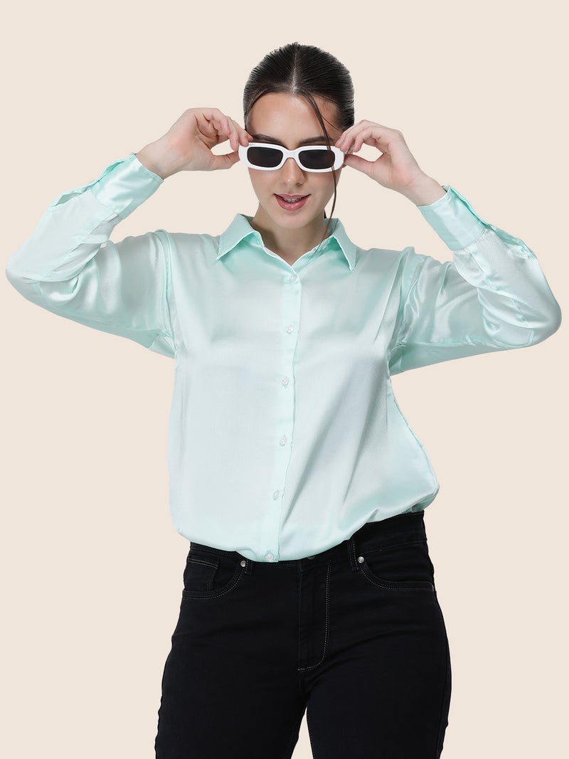 amswan Women's  Premium Regular Fit Solid Satin shirt - Image 5