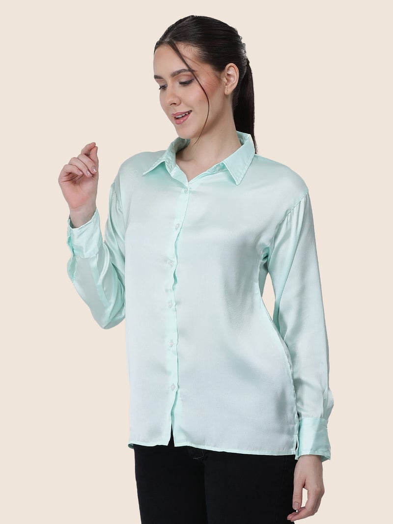 amswan Women's  Premium Regular Fit Solid Satin shirt - Image 1