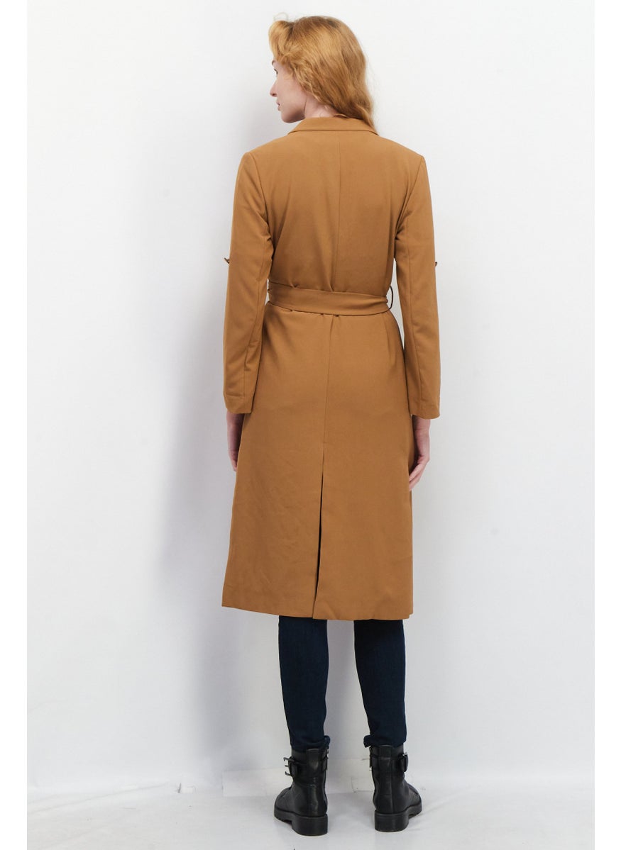 VERO MODA - Women Solid Trench Coat Jacket, Brown - Image 1