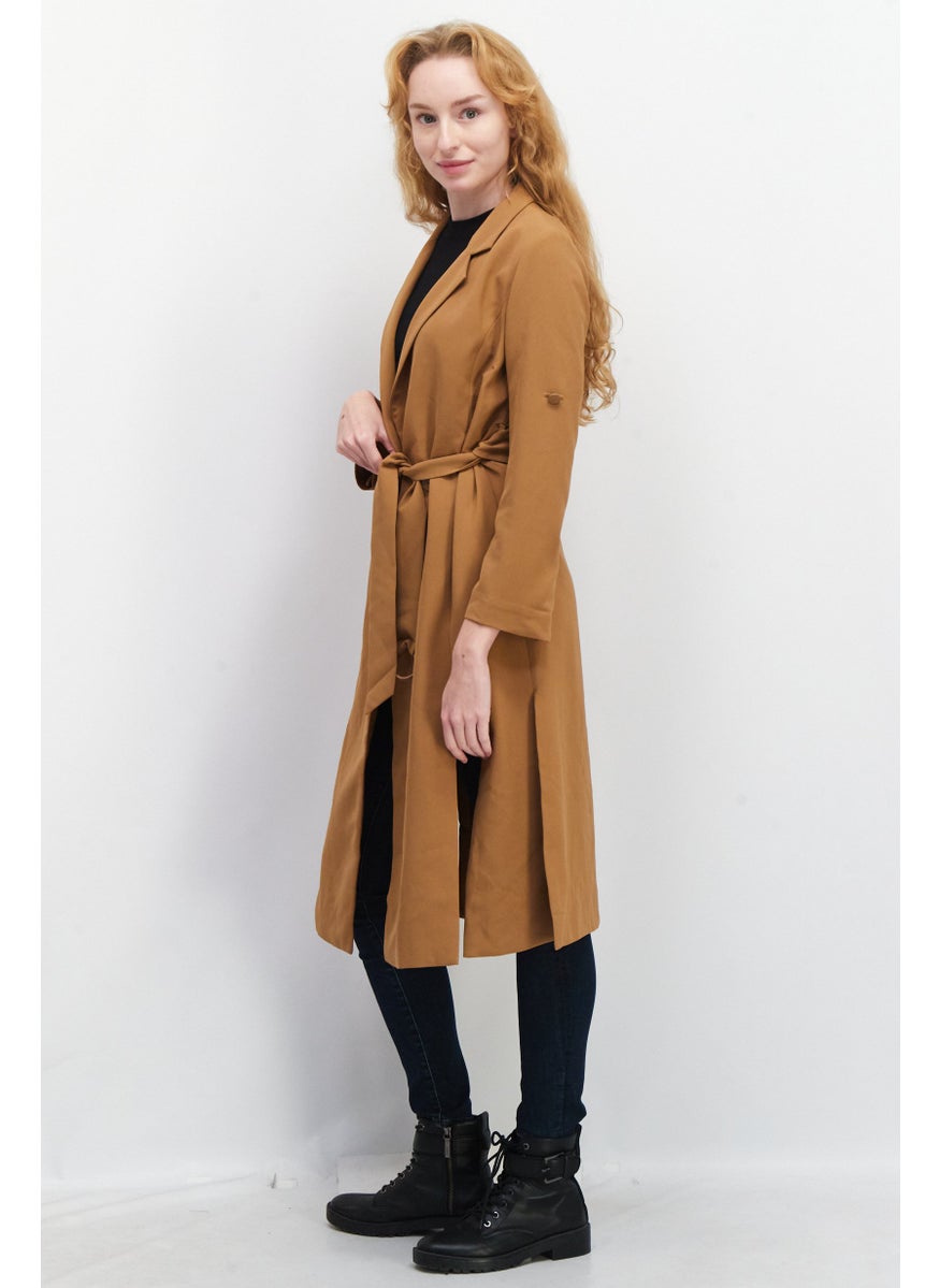VERO MODA - Women Solid Trench Coat Jacket, Brown - Image 1