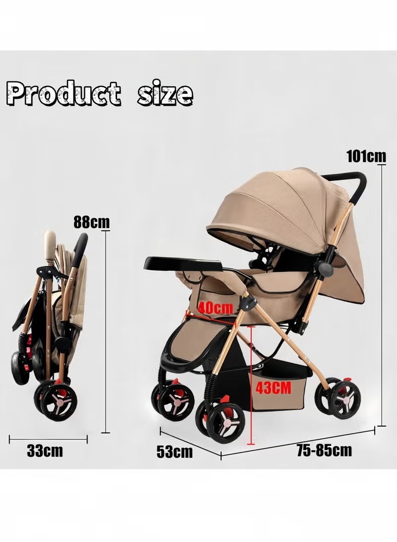 Two-Way Baby Stroller, Lightweight Stroller, One-Click Foldable Baby Travel Stroller with Reversible Handle, Shock Absorbent System, Strong Brakes, Extra Wide Seat, Kids and Toddler - Image 2