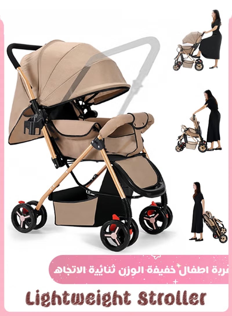 Two-Way Baby Stroller, Lightweight Stroller, One-Click Foldable Baby Travel Stroller with Reversible Handle, Shock Absorbent System, Strong Brakes, Extra Wide Seat, Kids and Toddler - Image 1