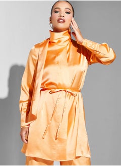 Namshi x Modanisa Belted Button Sleeve Tunic  - Image 1