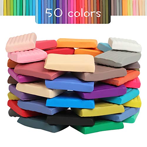 Aestd-ST Polymer Clay 50 Colors, Modeling Clay for Kids DIY Starter Kits, Oven Baked Model Clay, Non-Sticky Molding Clay with Sculpting Tools, Gift for Children and Artists (50 Colors) - Image 2