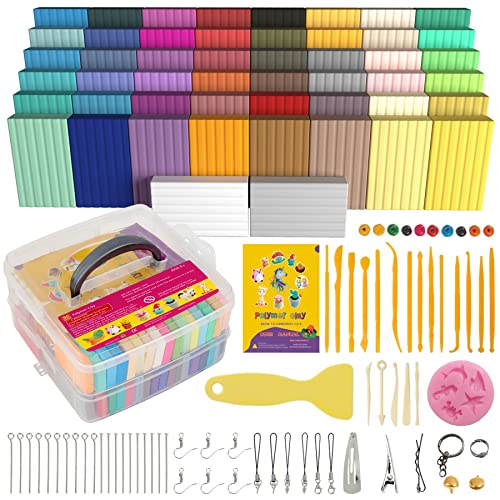 Aestd-ST Polymer Clay 50 Colors, Modeling Clay for Kids DIY Starter Kits, Oven Baked Model Clay, Non-Sticky Molding Clay with Sculpting Tools, Gift for Children and Artists (50 Colors) - Image 1