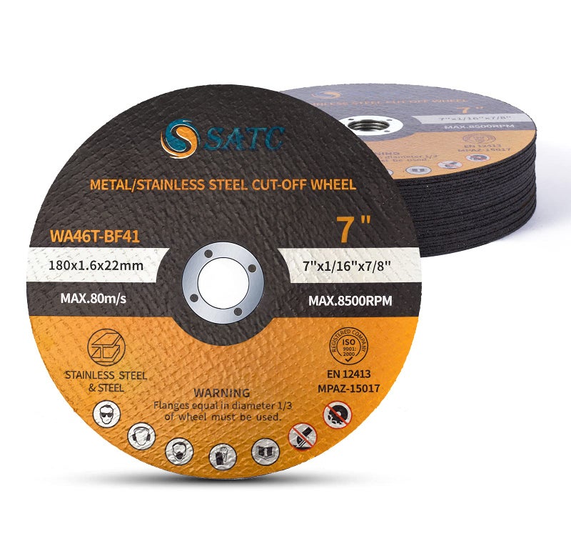 S SATC قرص قطع S SATC 7" 25 قطعة شفرة قطع معدنية 7 x 1/16 x 7/8 بوصة قرص قطع يناسب طاحونة الزاوية وأداة الهواء - Image 1