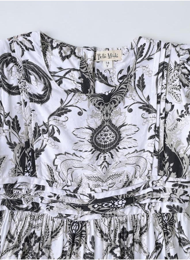 BELLA MODA All-Over Print Fit and Flare Dress with Short Sleeves by Styli  - Image 4
