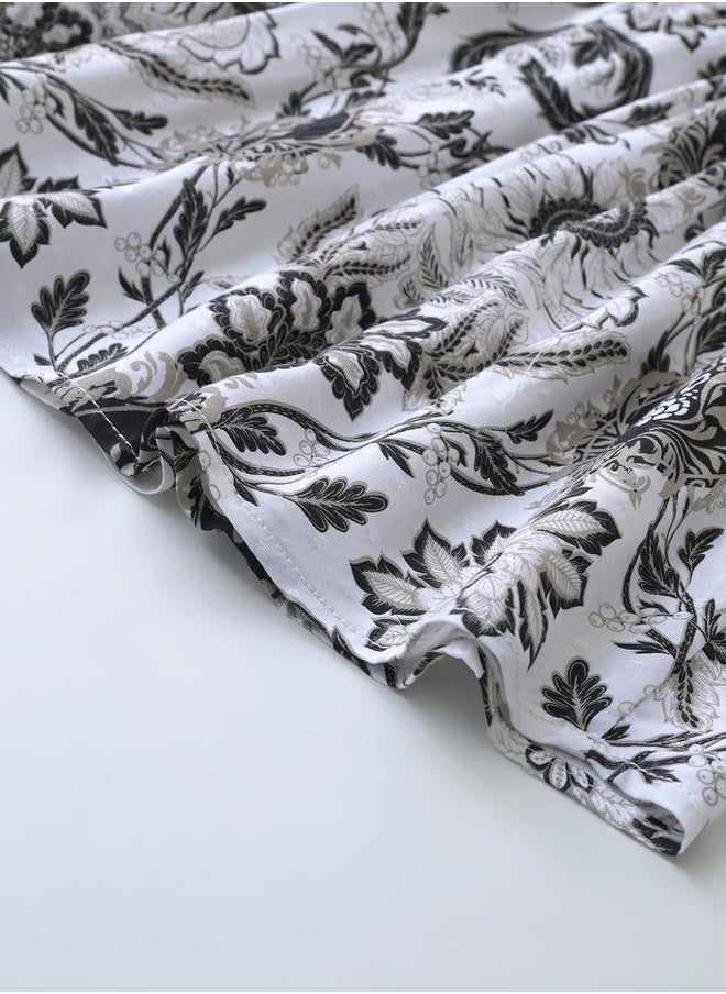 BELLA MODA All-Over Print Fit and Flare Dress with Short Sleeves by Styli  - Image 5