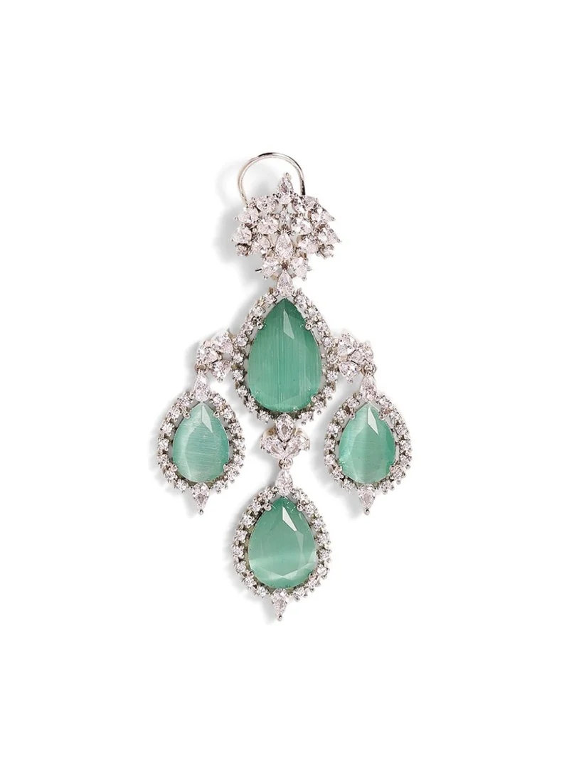 Priyaasi -Stone Studded Teardrop Shaped Drop Earrings