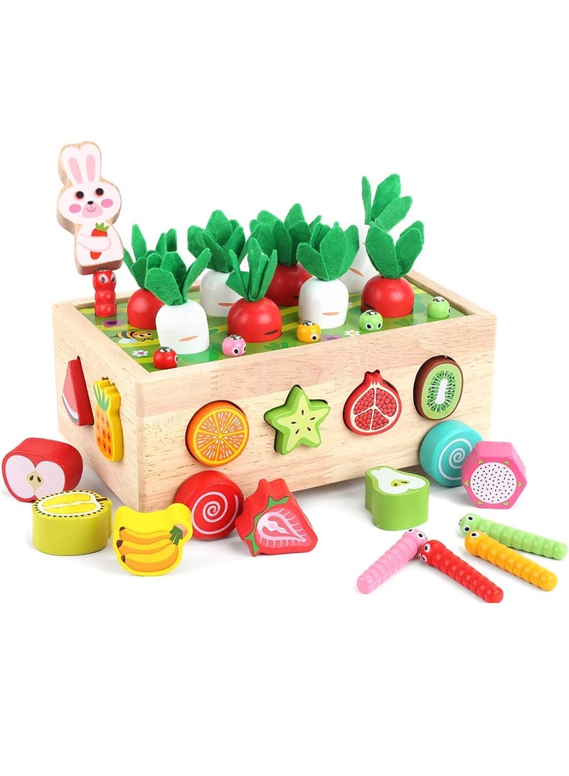 MissTiara Toddlers Montessori Wooden Educational Toys, Shape Sorter Toys for Baby Boys Girls Age 2 3 4  5 Year Old,Shaped & Size Matching Game Fine Motor Skill Carrot Harvest Game, Wooden  Radish Pulling And Catch Insects Educational Toys,  Birthday  Gifts for Kids - Image 2