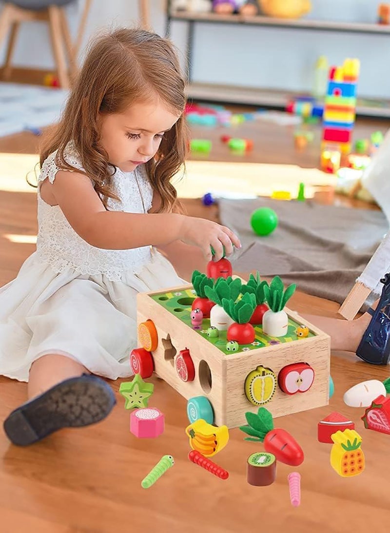 MissTiara Toddlers Montessori Wooden Educational Toys, Shape Sorter Toys for Baby Boys Girls Age 2 3 4  5 Year Old,Shaped & Size Matching Game Fine Motor Skill Carrot Harvest Game, Wooden  Radish Pulling And Catch Insects Educational Toys,  Birthday  Gifts for Kids - Image 4