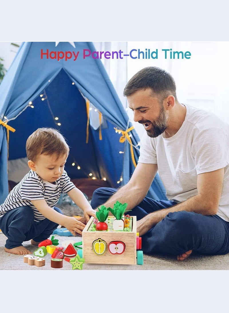 MissTiara Toddlers Montessori Wooden Educational Toys, Shape Sorter Toys for Baby Boys Girls Age 2 3 4  5 Year Old,Shaped & Size Matching Game Fine Motor Skill Carrot Harvest Game, Wooden  Radish Pulling And Catch Insects Educational Toys,  Birthday  Gifts for Kids - Image 5