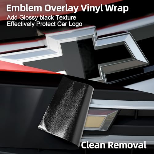 Arespark 6 PCS Emblem Wrap Kit Compatible with Bowtie Logo Wrap Car Stickers, 11.8'' x 4.3'' Cut-Your-Own Emblem Overlay DIY Decals for Chevy, Gloss Black with Tool Kits - Image 3