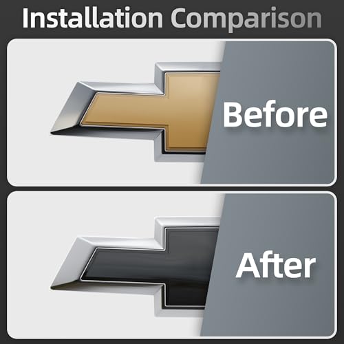 Arespark 6 PCS Emblem Wrap Kit Compatible with Bowtie Logo Wrap Car Stickers, 11.8'' x 4.3'' Cut-Your-Own Emblem Overlay DIY Decals for Chevy, Gloss Black with Tool Kits - Image 2