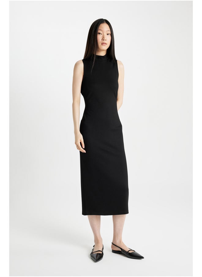 DeFacto Woman Bodycon Mock Neck Short Sleeve Knitted Dress  - Image 4