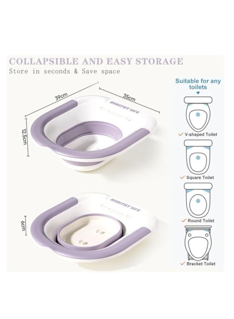 Hihonor Sitz Bath Sitz Baths for Toilet Foldable Sitz Basin with Flusher Steam Seat Bidet Large Capacity Bidet Bowl for Hemorrhoids Pregnant Women and Elderly Fits All Toilet Seat Toilets - Image 2