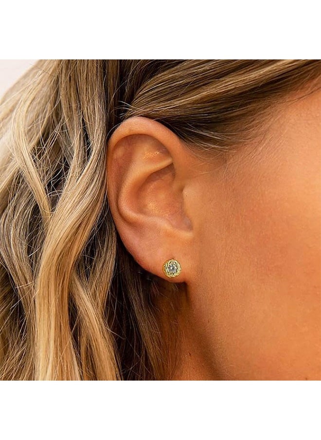 Mevecco - Women Earrings Gold Stud 14K Gold Filled Small Simple Handmade Hypoallergenic Everyday Jewelry - Image 1