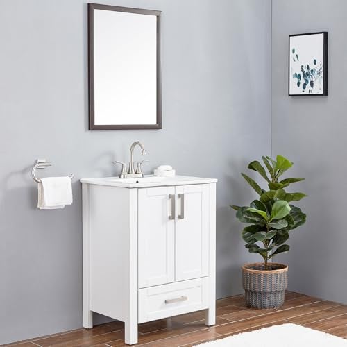 VALISY Lead-Free Commercial 2-Handle Brushed Nickel Bathroom Sink Faucet, 360° Swivel High-Arc Spout 4 Inch Centerset Lavatory Vanity Faucets Set for Bathroom Sink with Drain & Water Hoses, VLS10003BML-1 - Image 5
