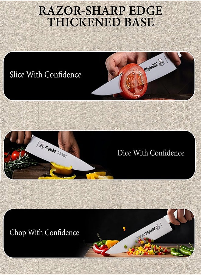 Majestic - Majestic 10-Inch Chef Knife – High Carbon Stainless Steel Blade, Razor-Sharp Edge, Ergonomic Non-Slip Handle, Safe Bolster & Heel, Precision Cone-Shaped Blade for Effortless Slicing, Chopping & Dicing – Dishwasher Safe - Image 1