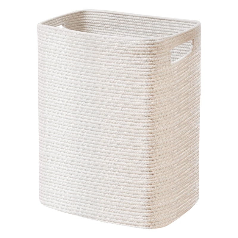 MEGASKET Large Laundry Hamper 16"x13"x22" - Tall Woven Laundry Basket, Cotton Rope Dirty Clothes Hamper, Baby Kids Nursery Wicker Laundry Basket, Bedroom Aesthetic, Soft Laundry Bin, White Hamper, 75L - Image 1