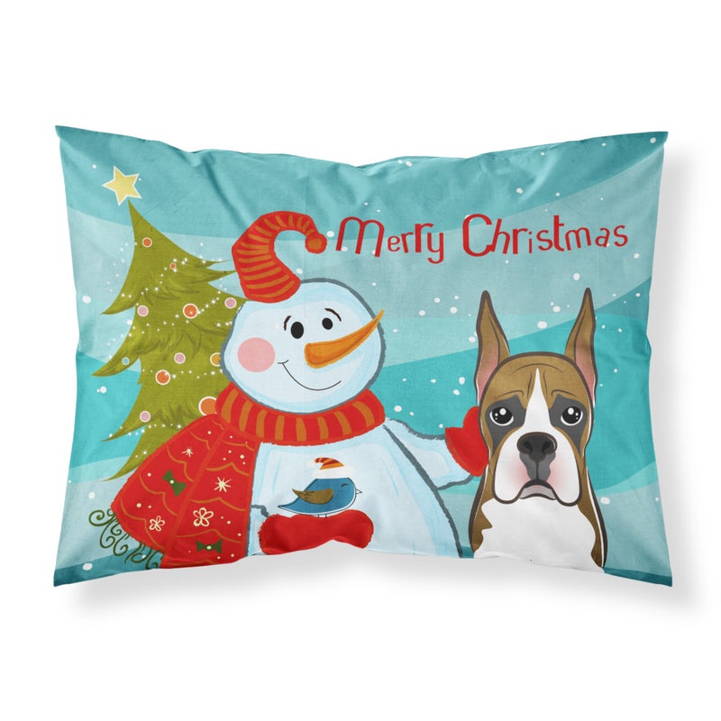 Caroline's Treasures ""Caroline's Treasures BB1843PILLOWCASE Snowman with Boxer Fabric Standard Pillowcase  Large  Multicolor"" 