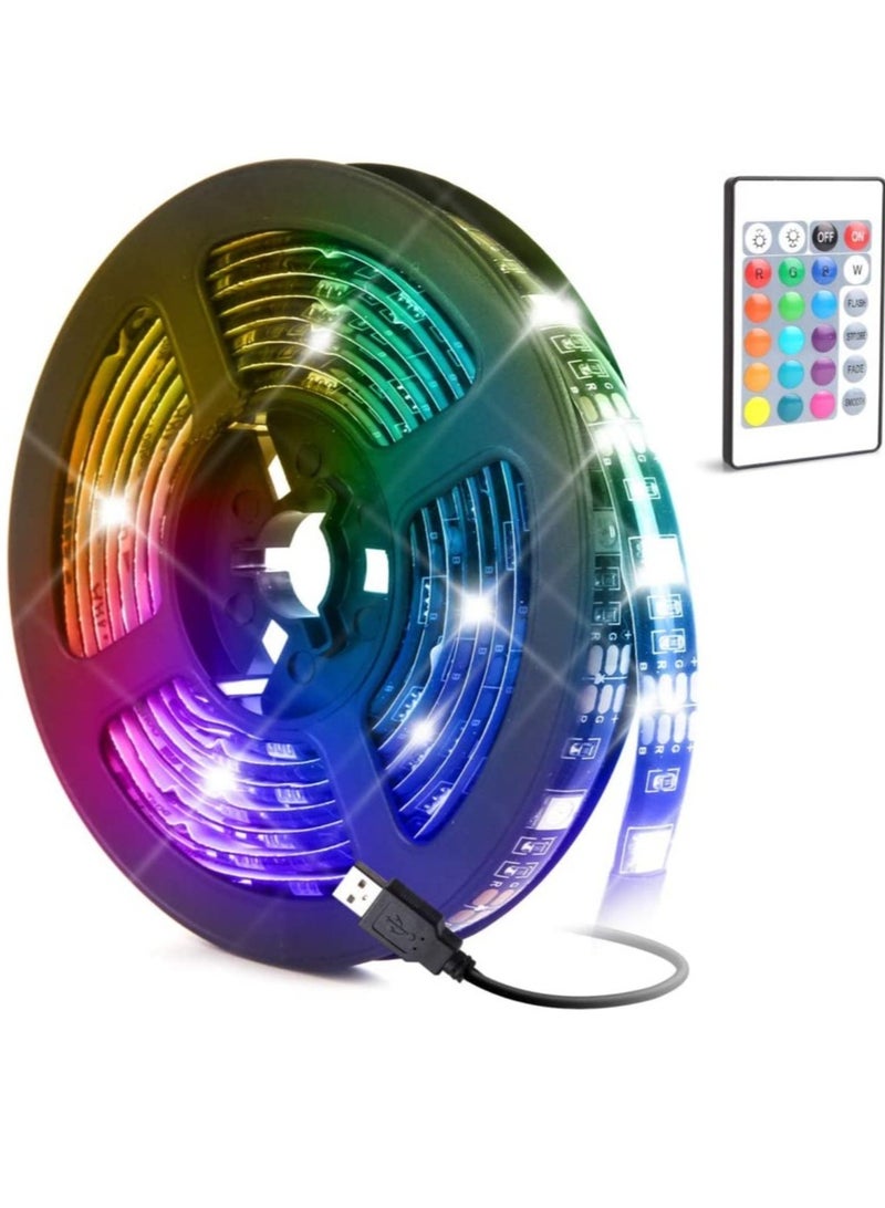 ELTRAZONE شريط إضاءة LED، شريط إضاءة بايشن 16 لون متغير مقاوم للماء مع جهاز تحكم عن بعد، لتزيين التلفاز/غرفة النوم/المنزل/الحفلات/البار وفي الهواء الطلق، 5050 RGB (2م) - Image 1