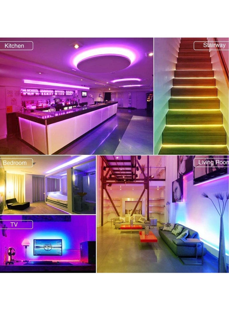 ELTRAZONE شريط إضاءة LED، شريط إضاءة بايشن 16 لون متغير مقاوم للماء مع جهاز تحكم عن بعد، لتزيين التلفاز/غرفة النوم/المنزل/الحفلات/البار وفي الهواء الطلق، 5050 RGB (2م) - Image 2