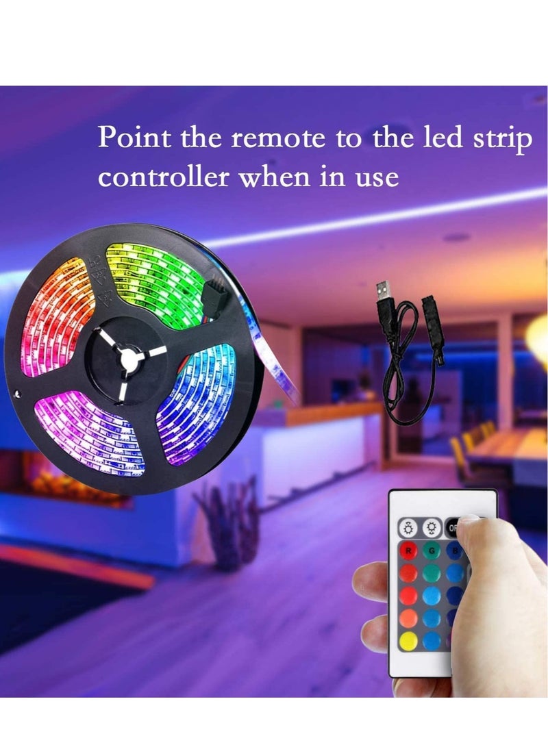 ELTRAZONE شريط إضاءة LED، شريط إضاءة بايشن 16 لون متغير مقاوم للماء مع جهاز تحكم عن بعد، لتزيين التلفاز/غرفة النوم/المنزل/الحفلات/البار وفي الهواء الطلق، 5050 RGB (2م) - Image 5
