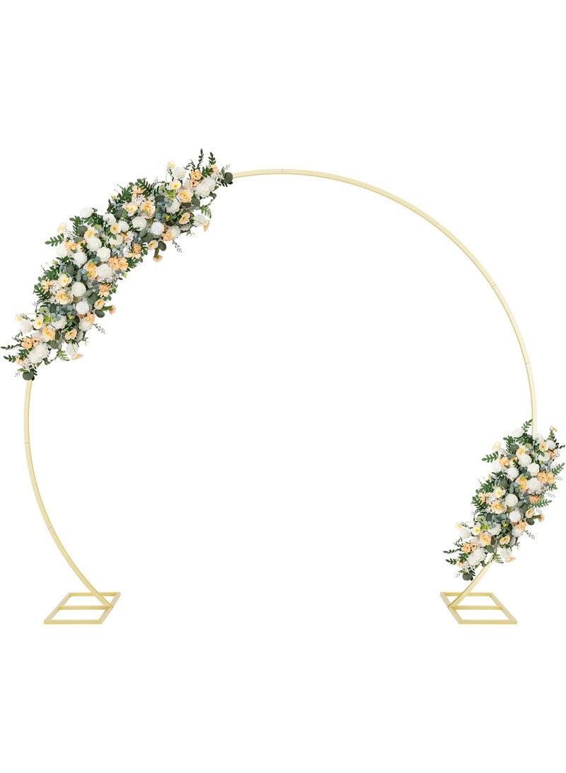 RATSAW 8 FT Round Backdrop Stand Metal Circle Balloon Arch Frame with Base Arch Backdrop Wedding Arches for for Party, Wedding Archs for Ceremony Baby Shower Decoration (Gold) - Image 1