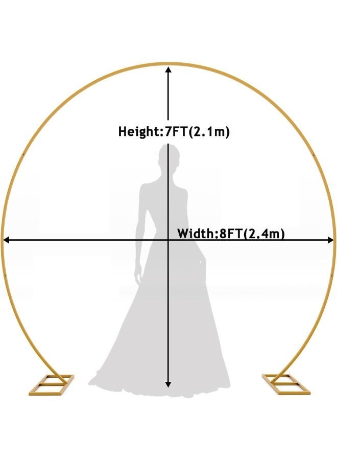 RATSAW 8 FT Round Backdrop Stand Metal Circle Balloon Arch Frame with Base Arch Backdrop Wedding Arches for for Party, Wedding Archs for Ceremony Baby Shower Decoration (Gold) - Image 3
