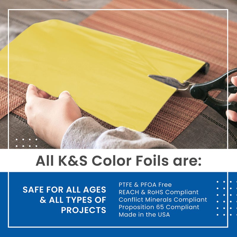 K & S Precision Metals K&S Precision Metals Aluminum Crafting Foil, Two-Sided Gold/Silver, 6055 â€“ 0.004" Thick (36 Ga) x 12" Wide x 24" Long (1 Roll) â€“ DIY Crafts, Repairs, Home DÃ©cor, Made in USA - Image 3