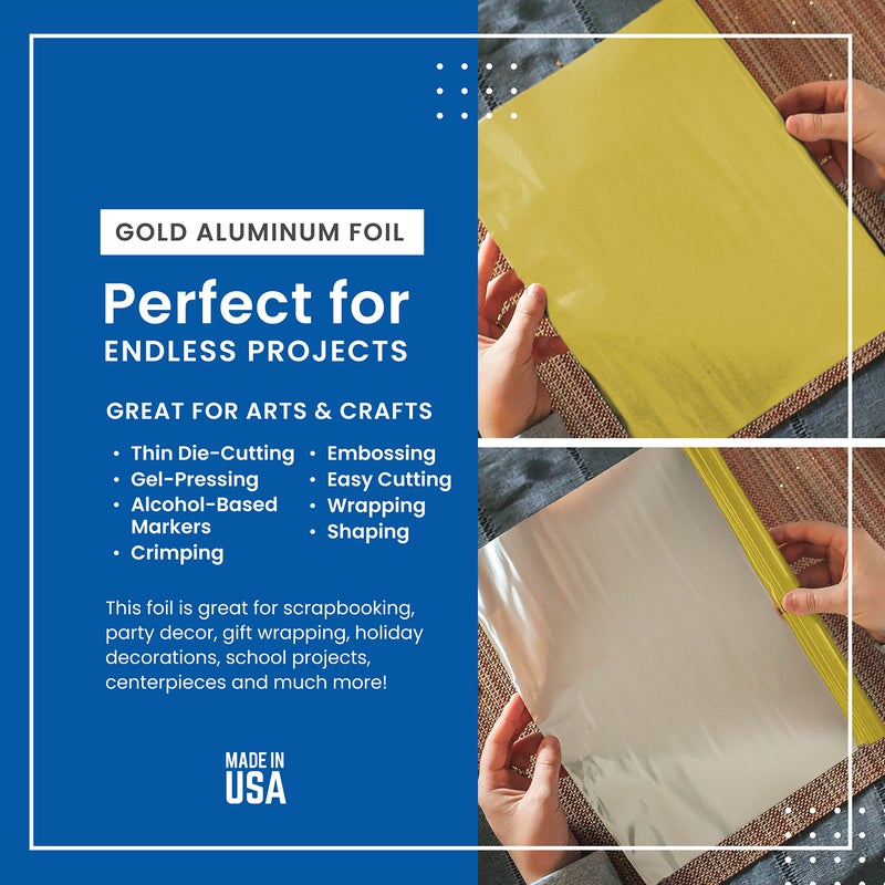 K & S Precision Metals K&S Precision Metals Aluminum Crafting Foil, Two-Sided Gold/Silver, 6055 â€“ 0.004" Thick (36 Ga) x 12" Wide x 24" Long (1 Roll) â€“ DIY Crafts, Repairs, Home DÃ©cor, Made in USA - Image 2