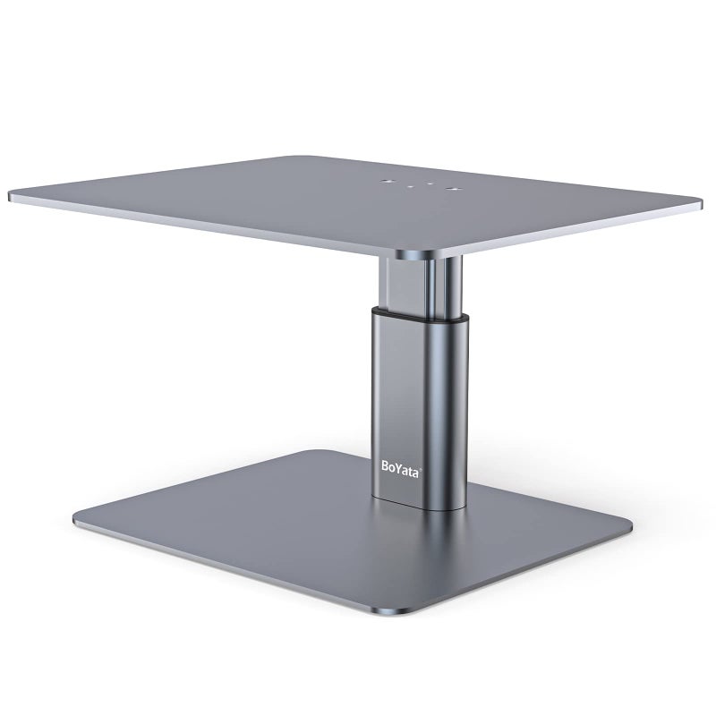 BoYata Monitor Stand Riser, Metallic Adjustable Height Desktop Stand Storage Organizer Compatible with Display, Computer, Laptop, iMac, TV, PC, Printer and All Screen Display-Grey - Image 1