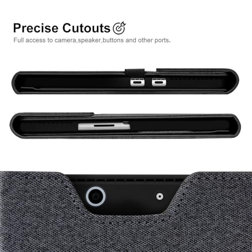 Megoo Surface Pro 9 Case for Microsoft Surface Pro 11/10/9 13", Multiple Angle Adjustment Folio Case Cover with Stylus Pen Holder Compatible with Type Cover Keyboard (Black Gray) - Image 3