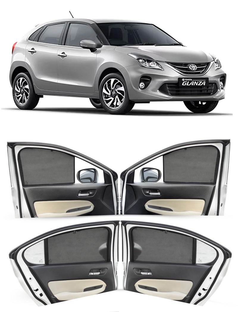 Autofact Car Sunshades for Toyota Glanza (2015 to 2021), UV Protection, Useful Car Accessories, Custom fit Sun Shades for Side Windows, Set of 4 - Image 1