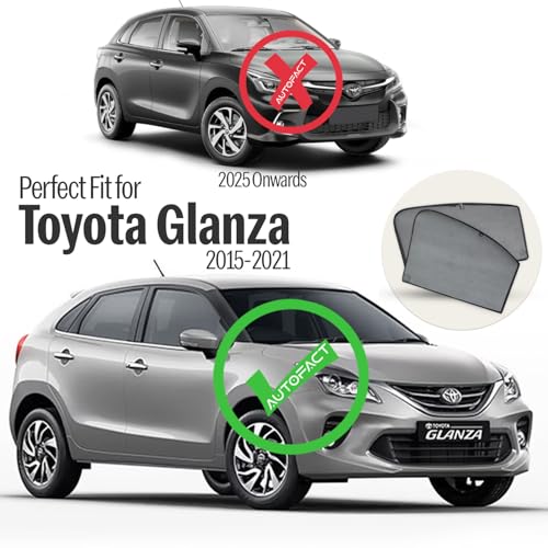 Autofact Car Sunshades for Toyota Glanza (2015 to 2021), UV Protection, Useful Car Accessories, Custom fit Sun Shades for Side Windows, Set of 4 - Image 2