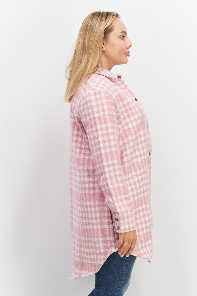 BB Dakota by Steve Madden Women Plaid Shacket Jacket, Blush  - Image 3