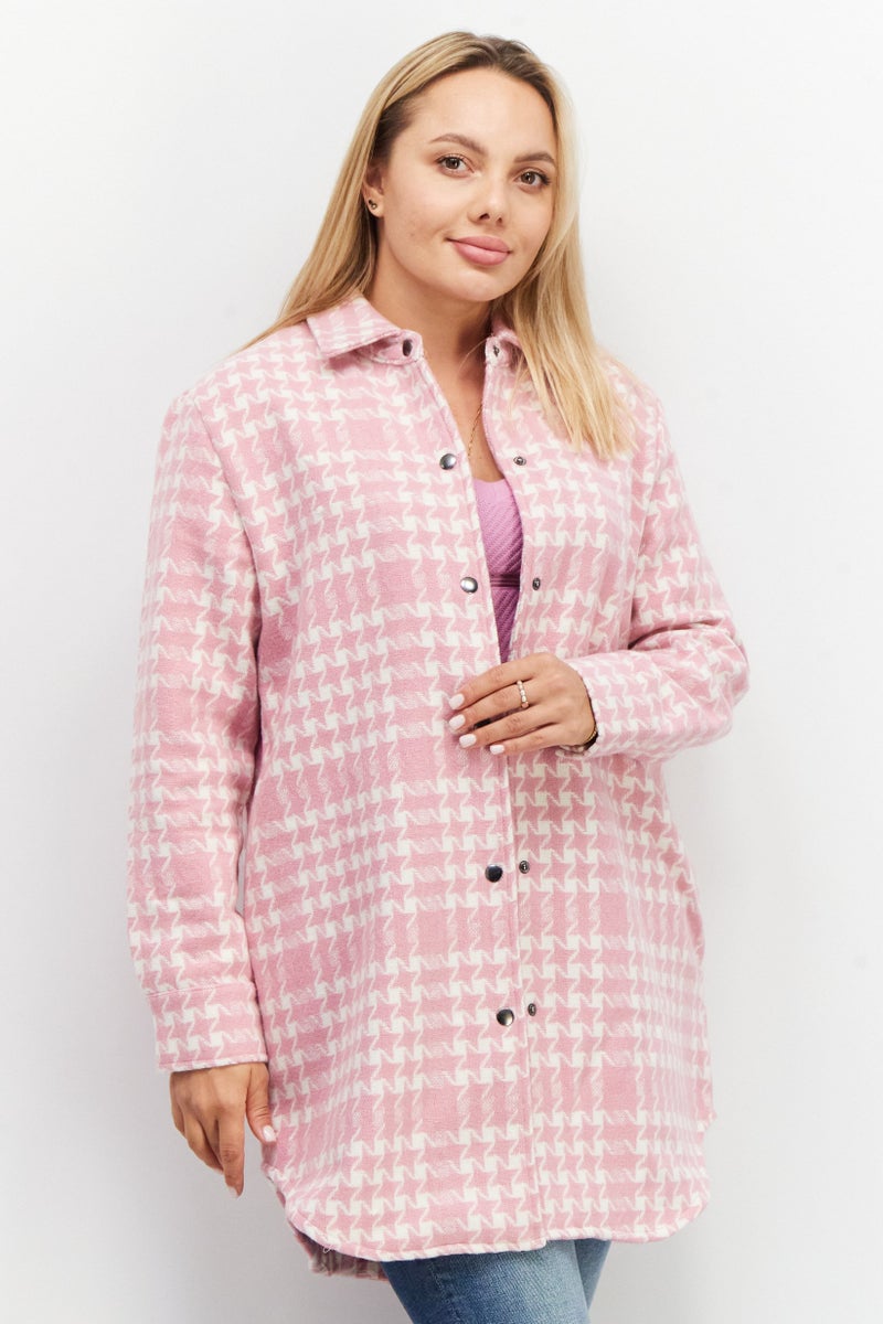 BB Dakota by Steve Madden Women Plaid Shacket Jacket, Blush  - Image 1