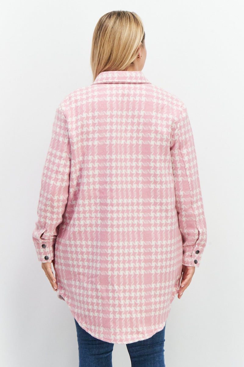 BB Dakota by Steve Madden Women Plaid Shacket Jacket, Blush  - Image 2