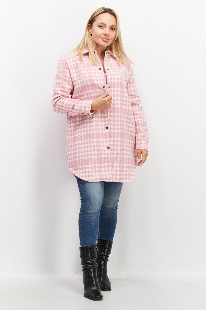 BB Dakota by Steve Madden Women Plaid Shacket Jacket, Blush  - Image 4